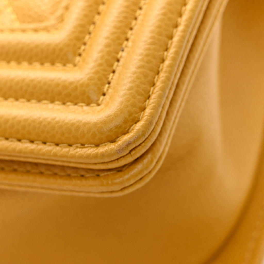 Lambskin Quilted Small Boy Flap Yellow