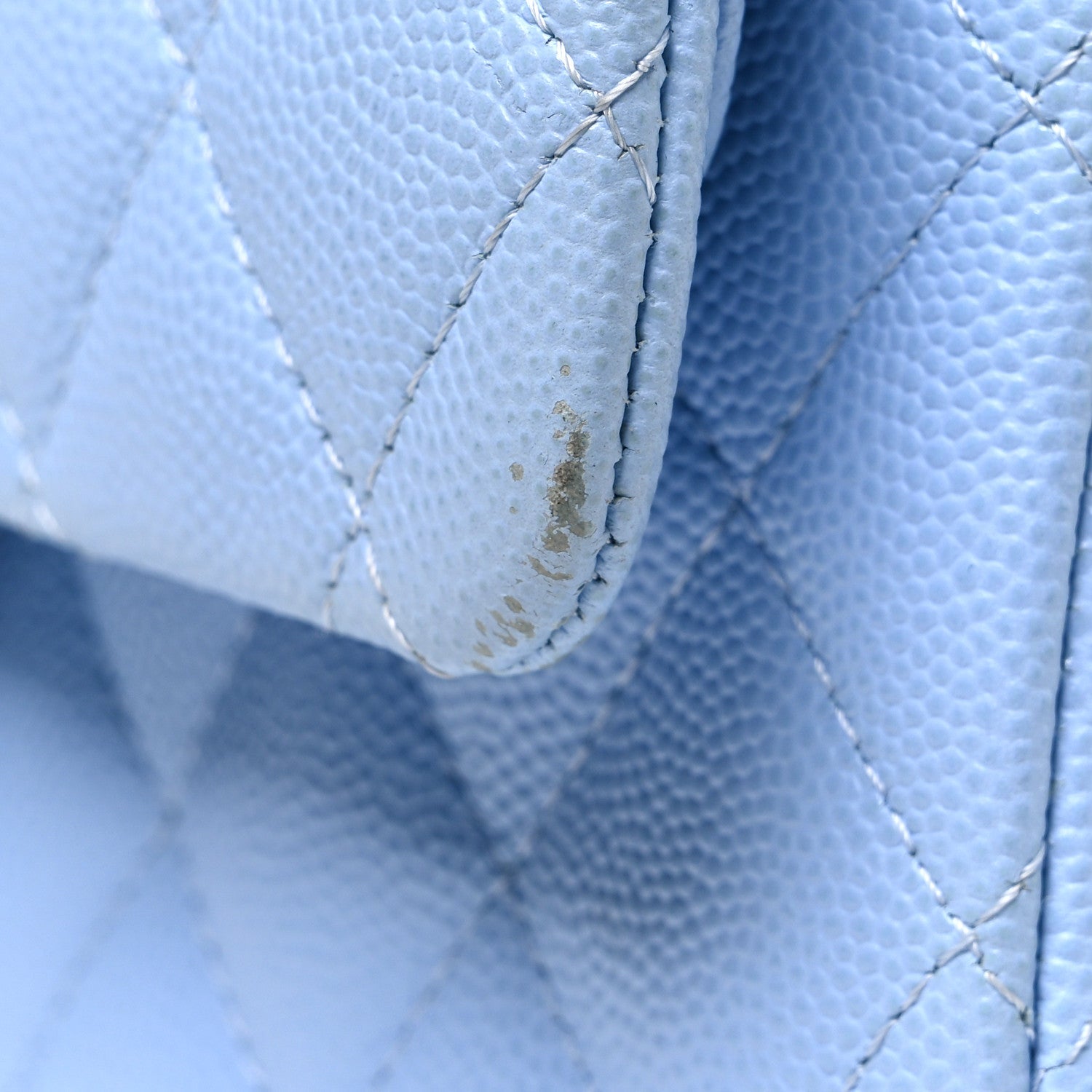 Caviar Quilted Small Double Flap Light Blue