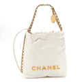Shiny Calfskin Quilted Mini Chanel 22 White