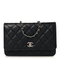 Caviar Quilted CC Turnlock Wallet On Chain WOC Black