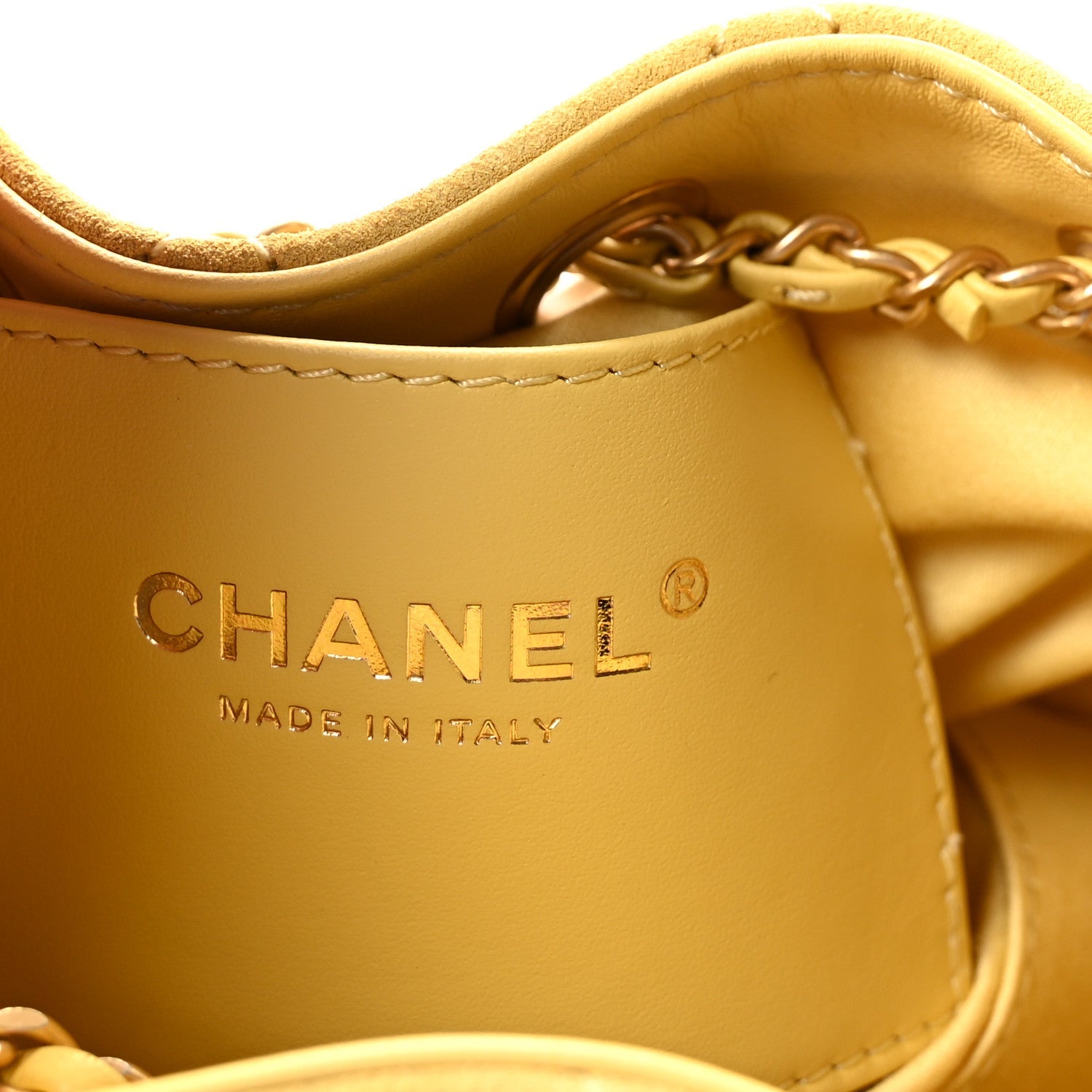 Suede Quilted Mini Chanel 25 Handbag Yellow