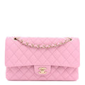 Caviar Quilted Medium Double Flap Light Pink