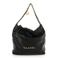 Shiny Calfskin Quilted Chanel 22 Black