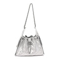 Metallic Caviar Quilted Small Chanel 25 Handbag Silver