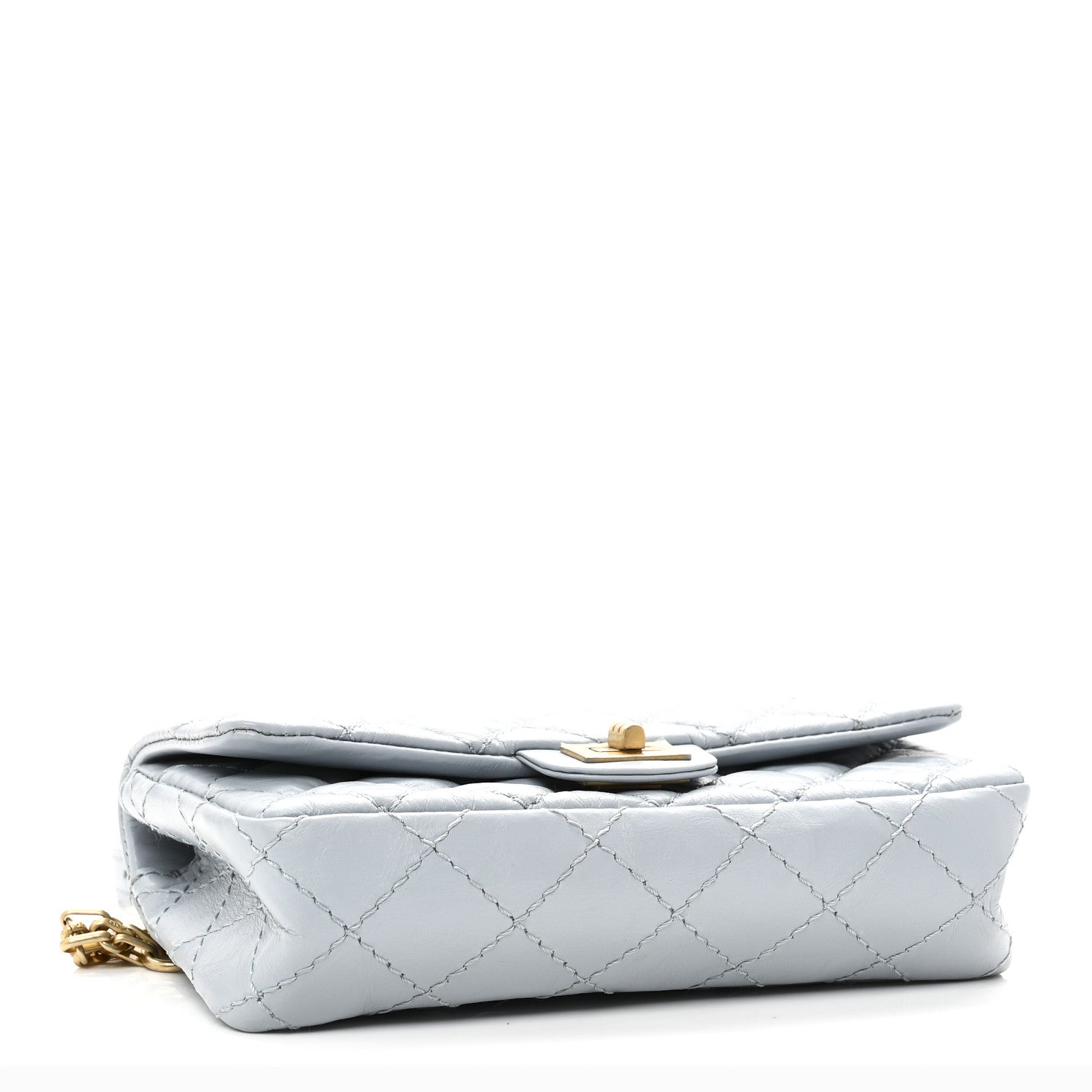 Aged Calfskin Quilted 2.55 Reissue Flap Belt Bag Clutch Light Blue