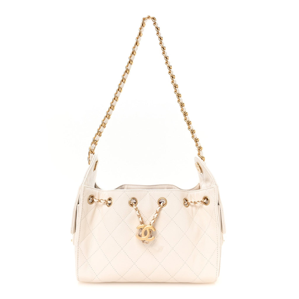 Caviar Quilted Mini Chanel 25 Handbag White