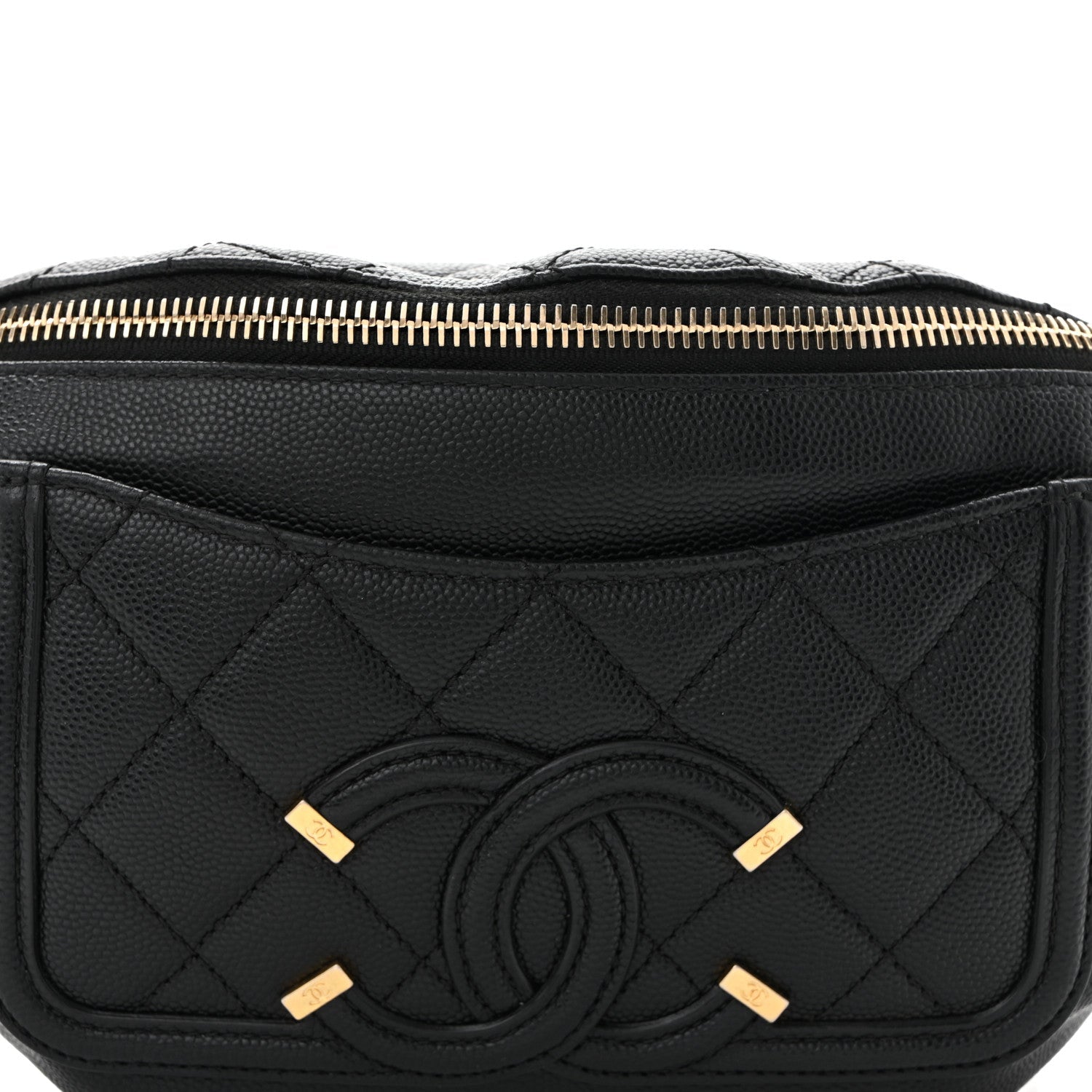 Caviar Quilted Filigree Waist Bag Black