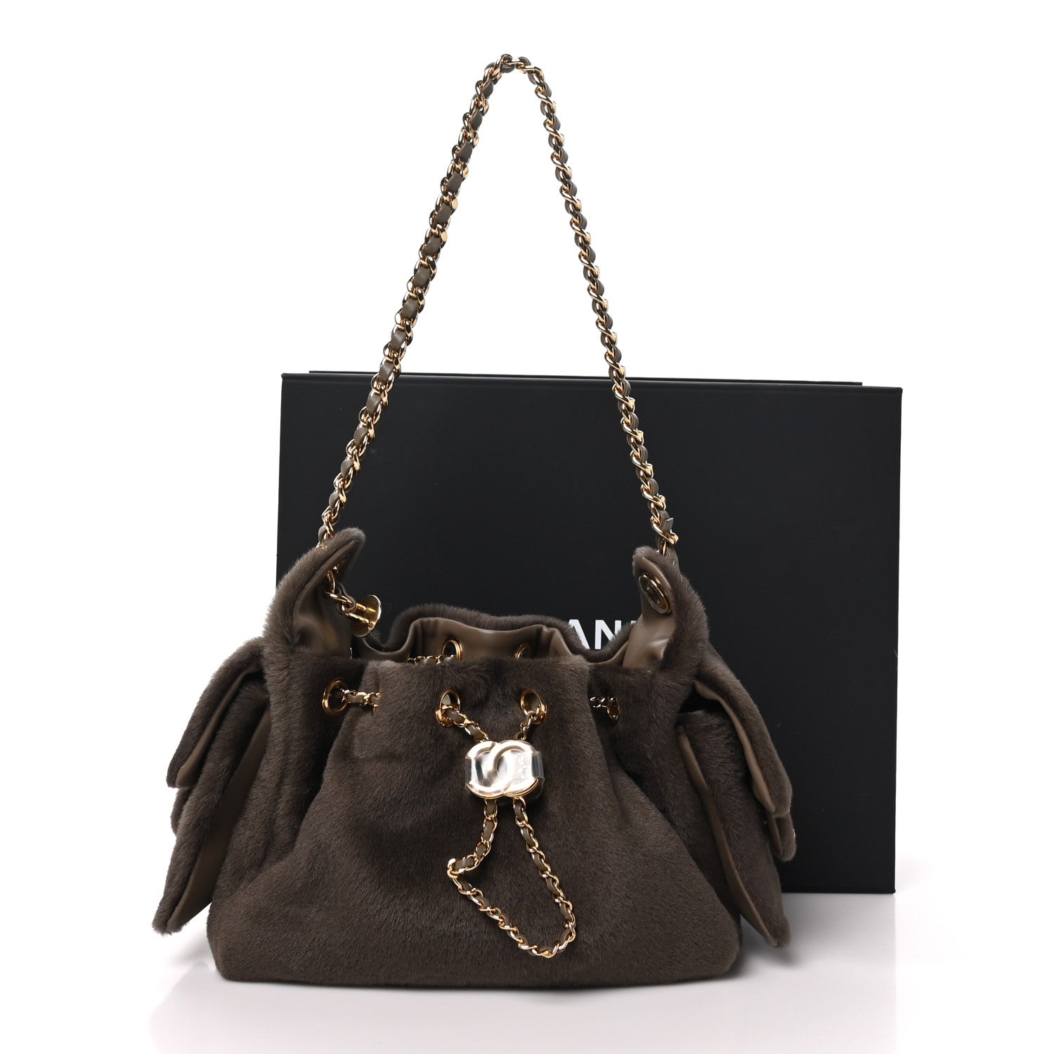 Pony Hair Mini Chanel 25 Handbag Dark Khaki