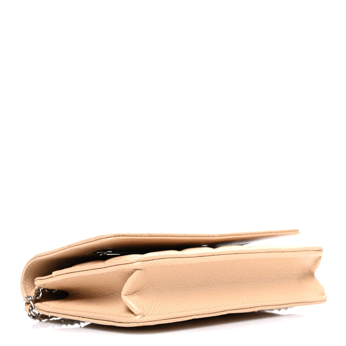 Caviar Quilted Wallet on Chain WOC Beige