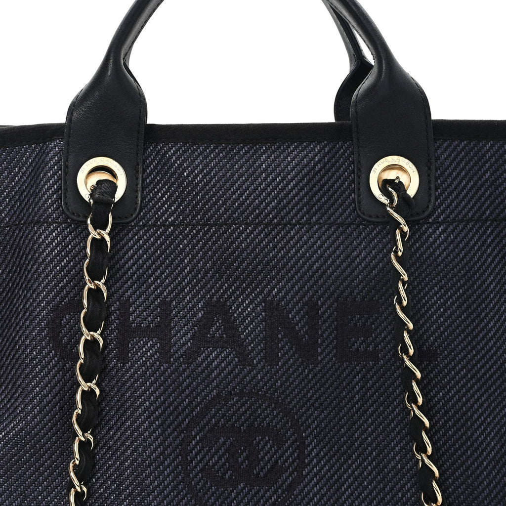 Mixed Fibers Calfskin Medium Deauville Tote Black