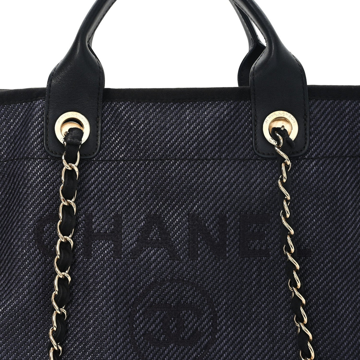 Mixed Fibers Calfskin Medium Deauville Tote Black