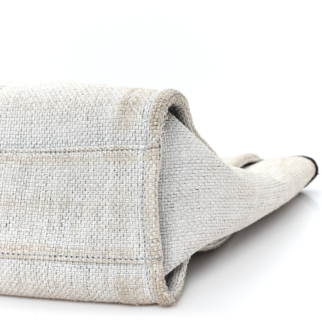 Woven Straw Raffia Small Deauville Tote Grey