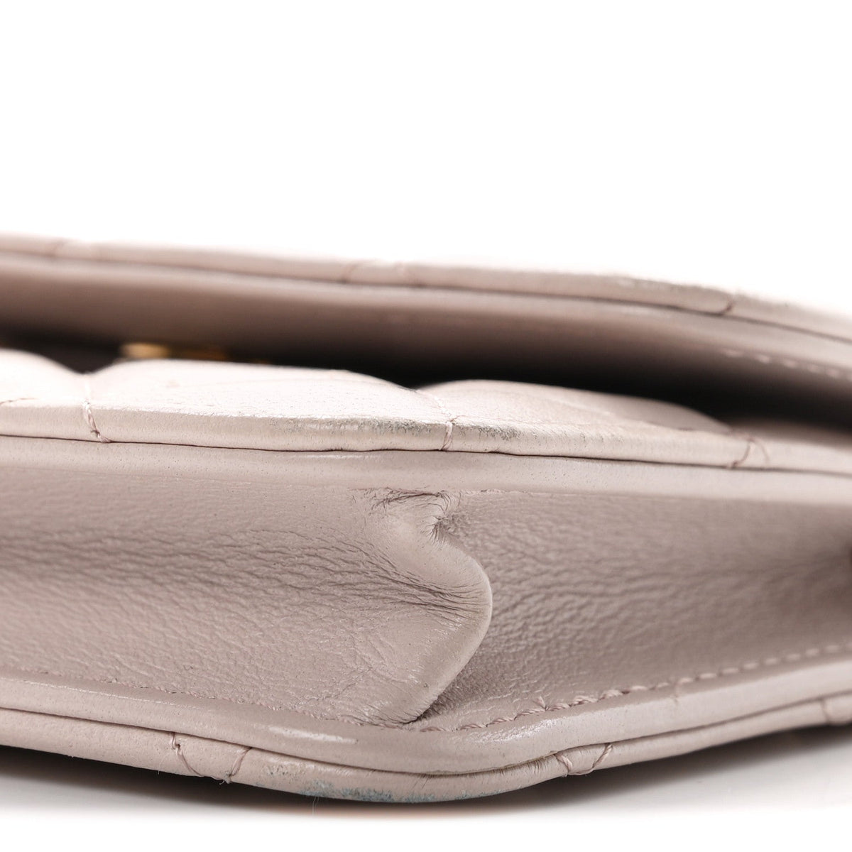 Lambskin Quilted CC Pearl Crush Wallet on Chain WOC Light Purple