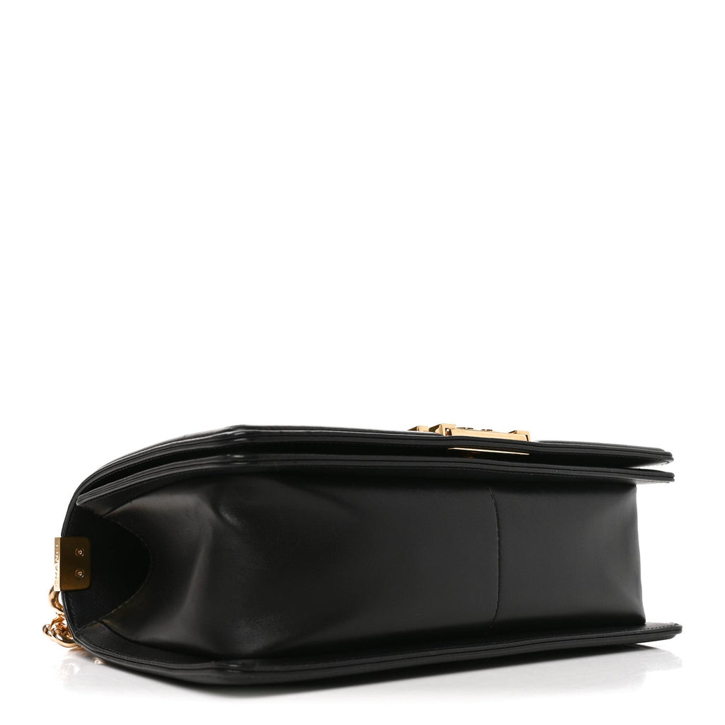 Lambskin Chevron Quilted Medium Boy Flap Black