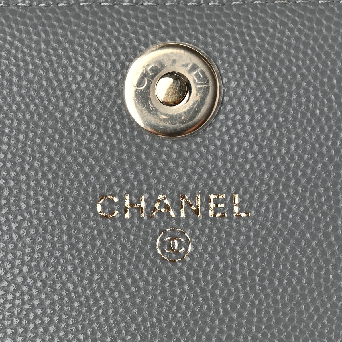 Caviar Quilted Square Wallet On Chain WOC Grey