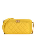 Caviar Quilted Small Boy Clutch With Chain Yellow