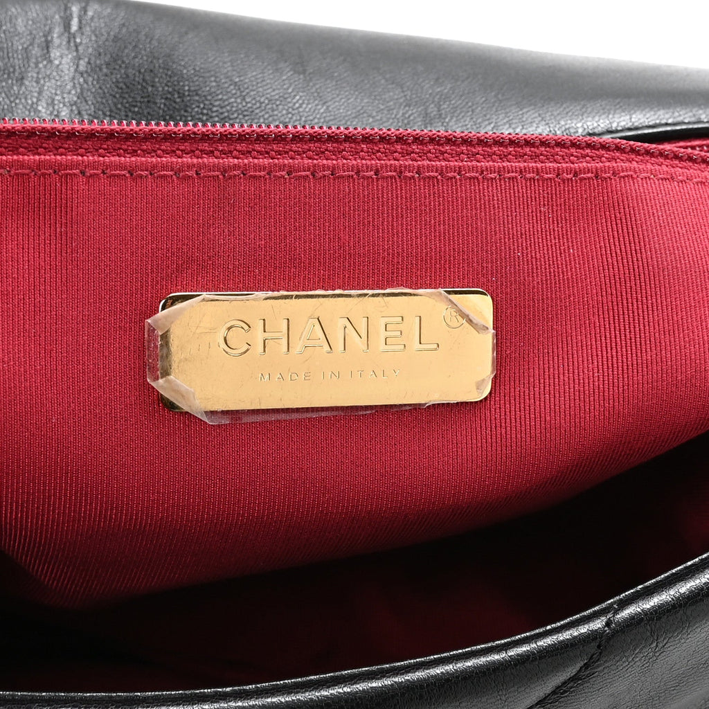 Goatskin Quilted Maxi Chanel 19 Flap Black