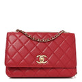 Lambskin Quilted Trendy CC Wallet On Chain WOC Red