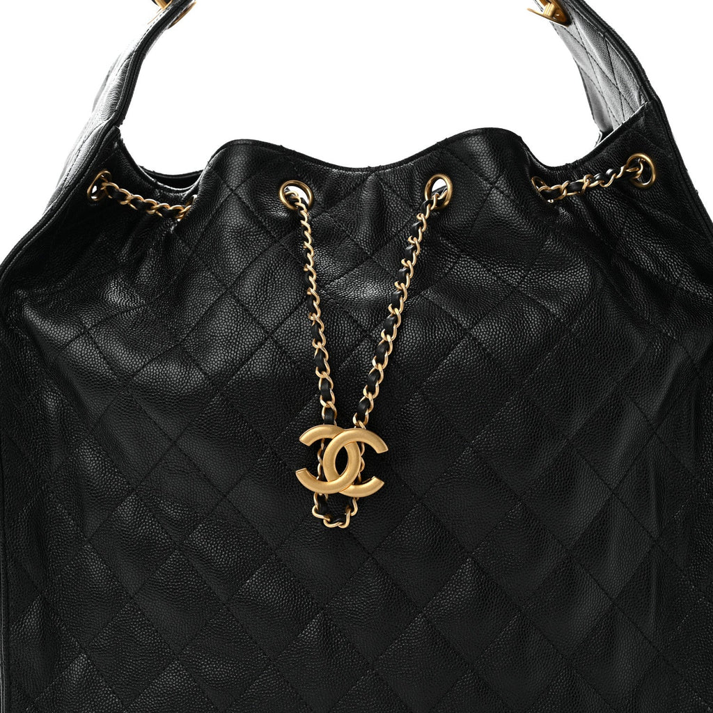 Caviar Quilted Medium Chanel 25 Handbag Black