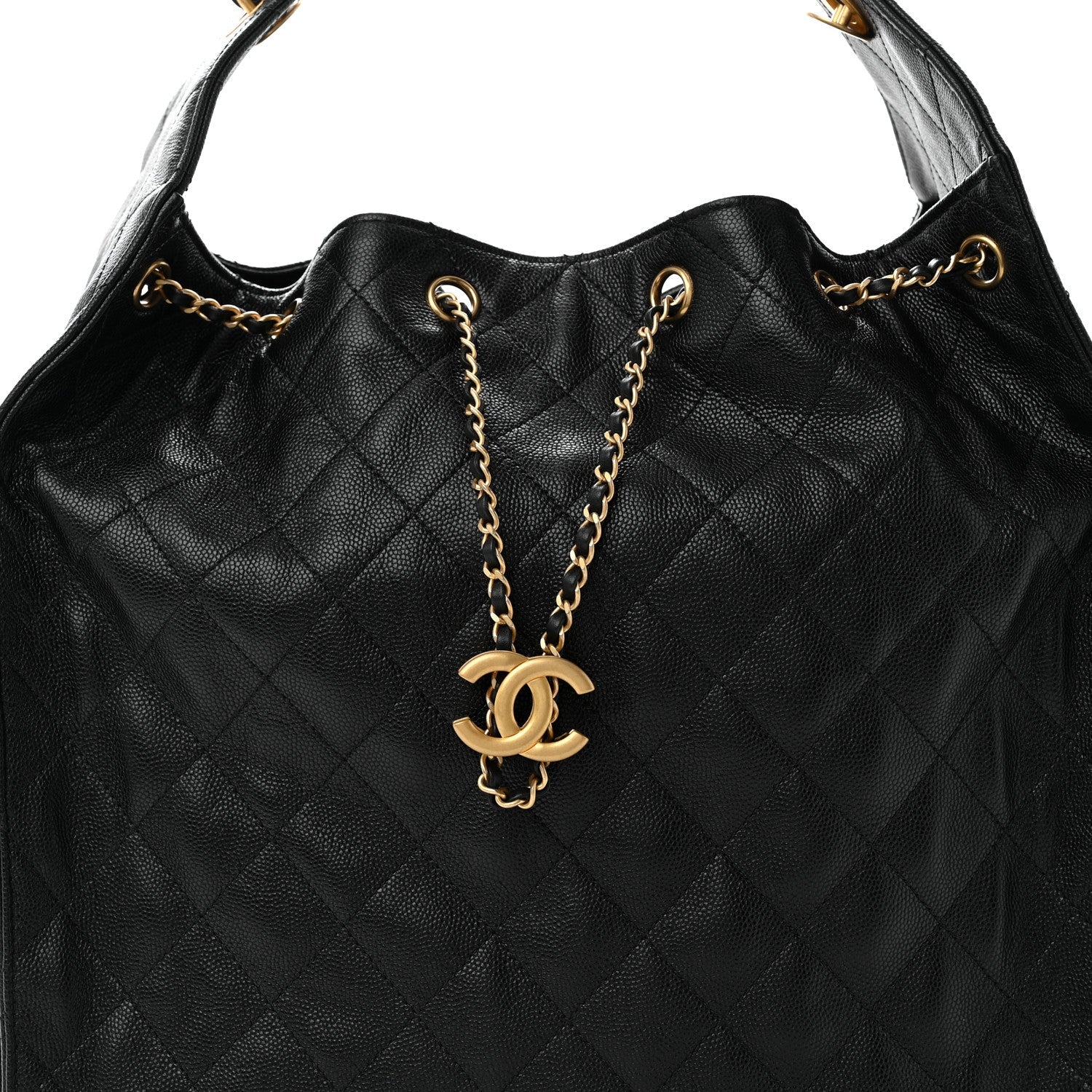 Caviar Quilted Medium Chanel 25 Handbag Black