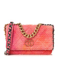 Wool Tweed Lambskin Quilted Chanel 19 Wallet On Chain WOC Coral Pink