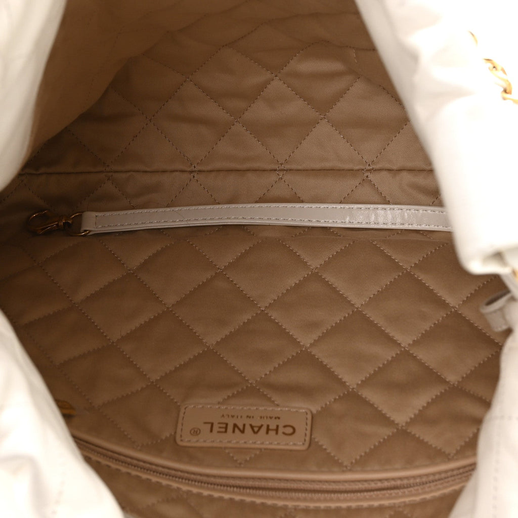 Shiny Calfskin Quilted Small Chanel 22 White