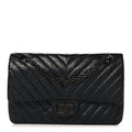 Aged Calfskin Chevron Quilted 2.55 Reissue 225 Flap So Black