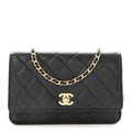 Caviar Quilted Medallion Wallet on Chain WOC Black
