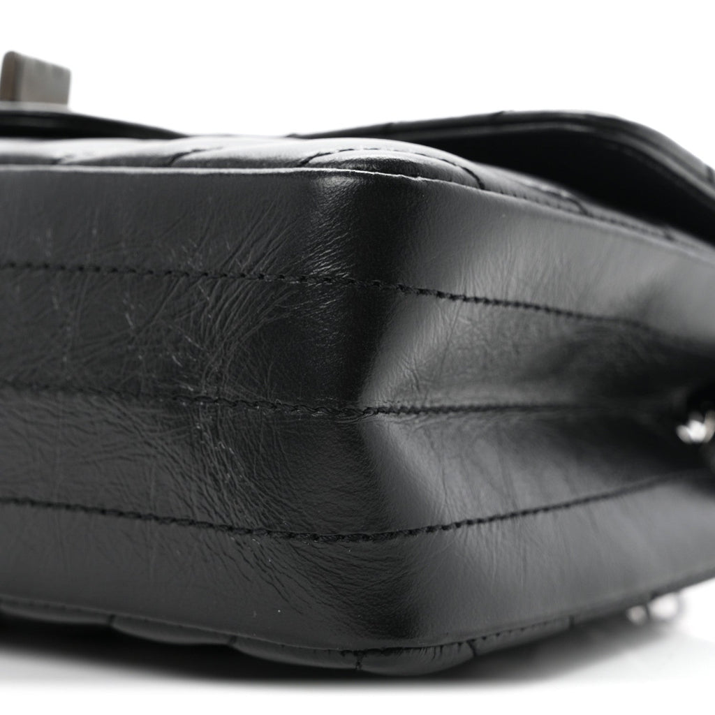 Aged Calfskin Chevron Quilted 2.55 Reissue Mini Flap So Black