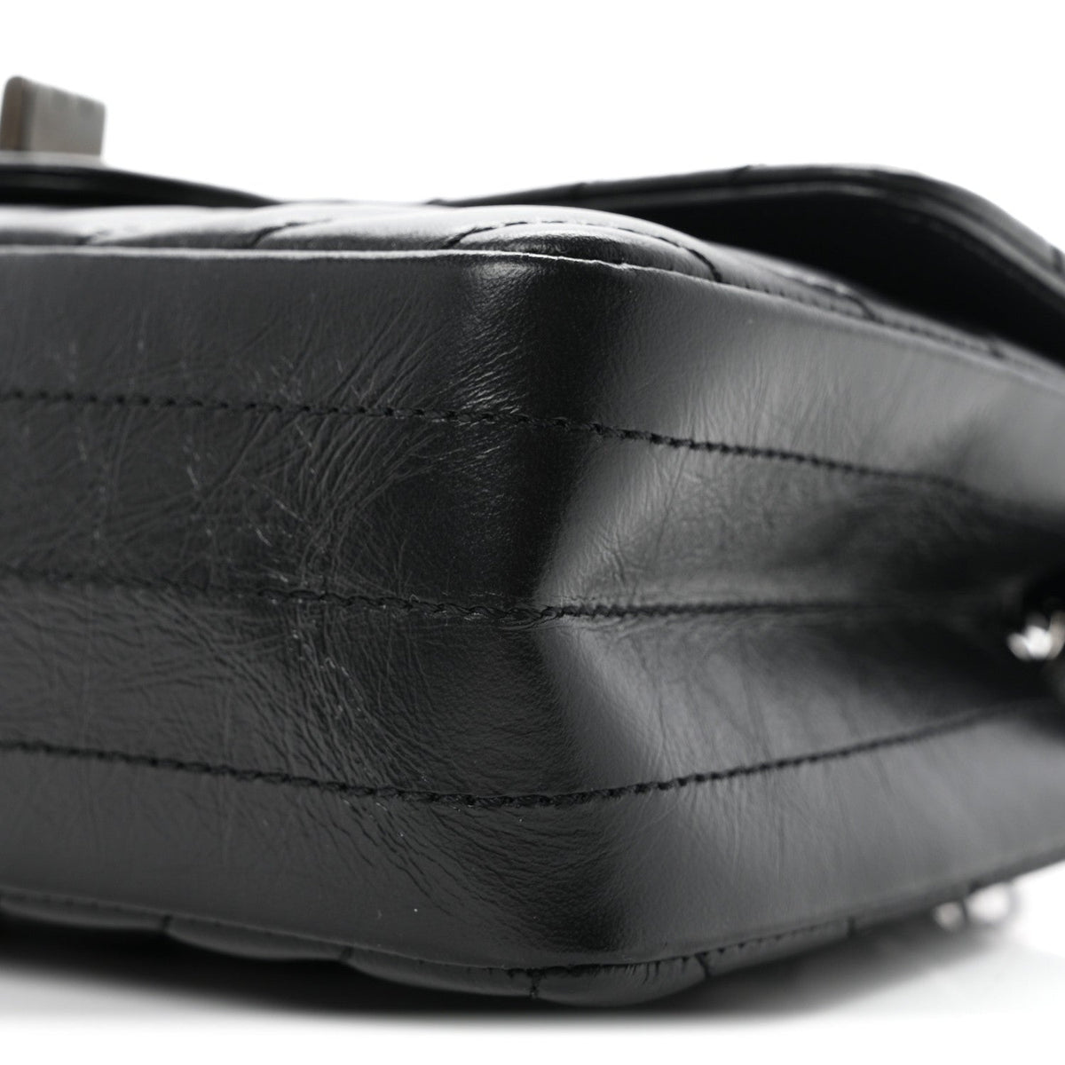 Aged Calfskin Chevron Quilted 2.55 Reissue Mini Flap So Black