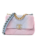 Denim Quilted Medium Chanel 19 Flap Blue Pink