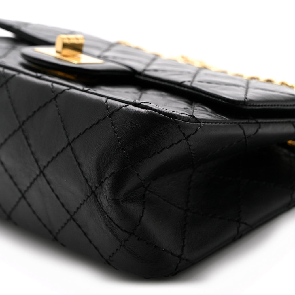Aged Calfskin Quilted 2.55 Reissue Mini Flap Black