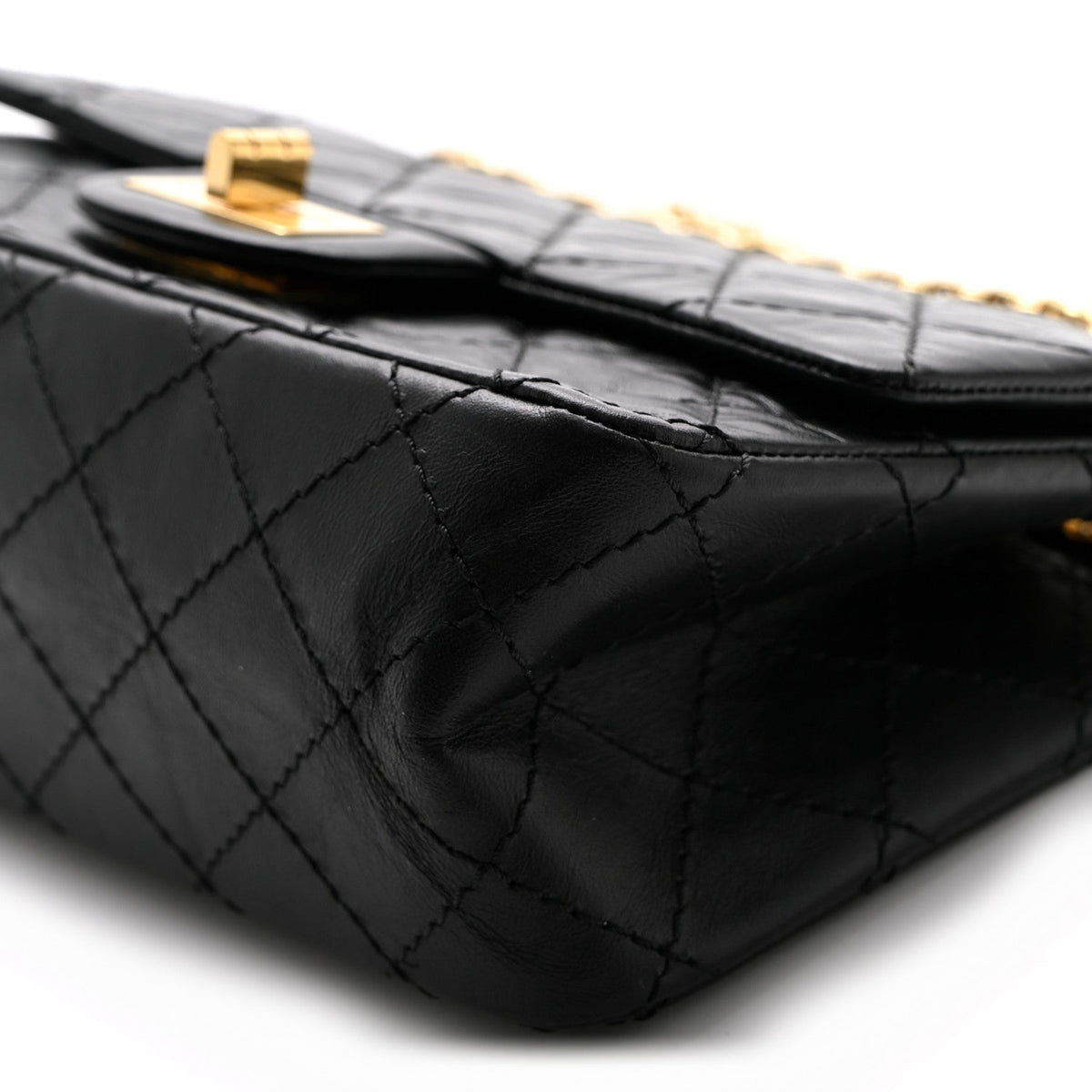 Aged Calfskin Quilted 2.55 Reissue Mini Flap Black