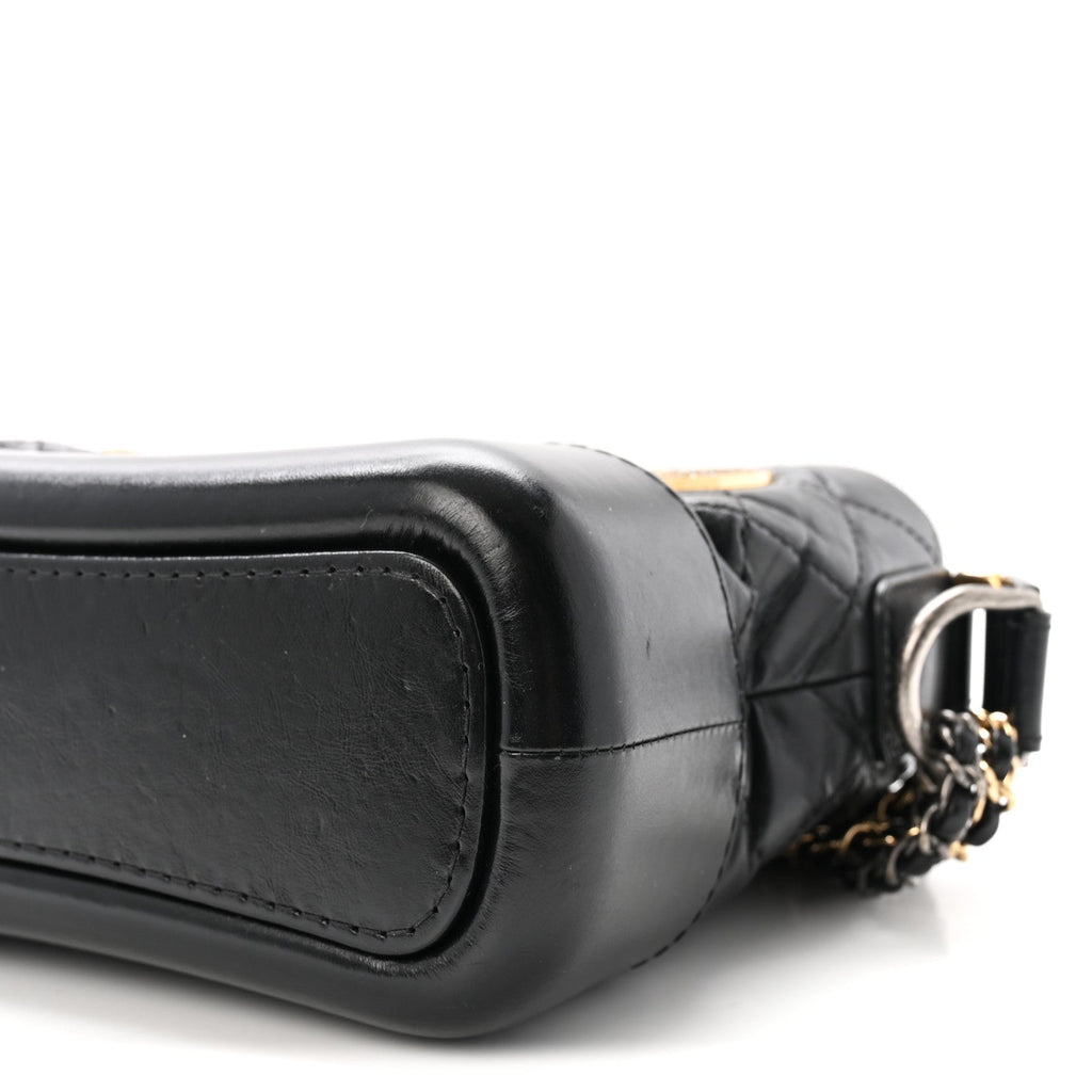 Aged Calfskin Quilted Charms Small Gabrielle Hobo Black