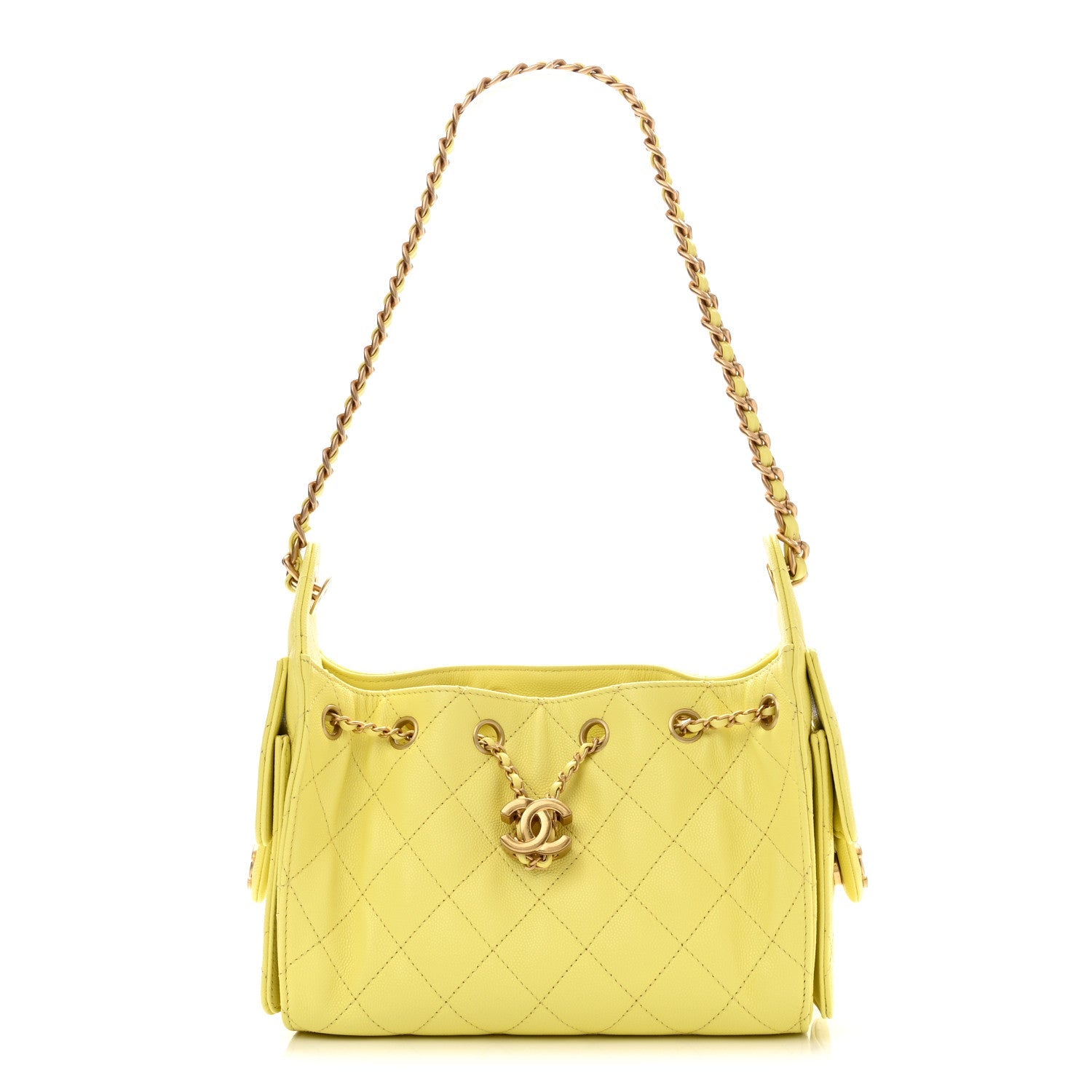 Caviar Quilted Mini Chanel 25 Handbag Light Yellow