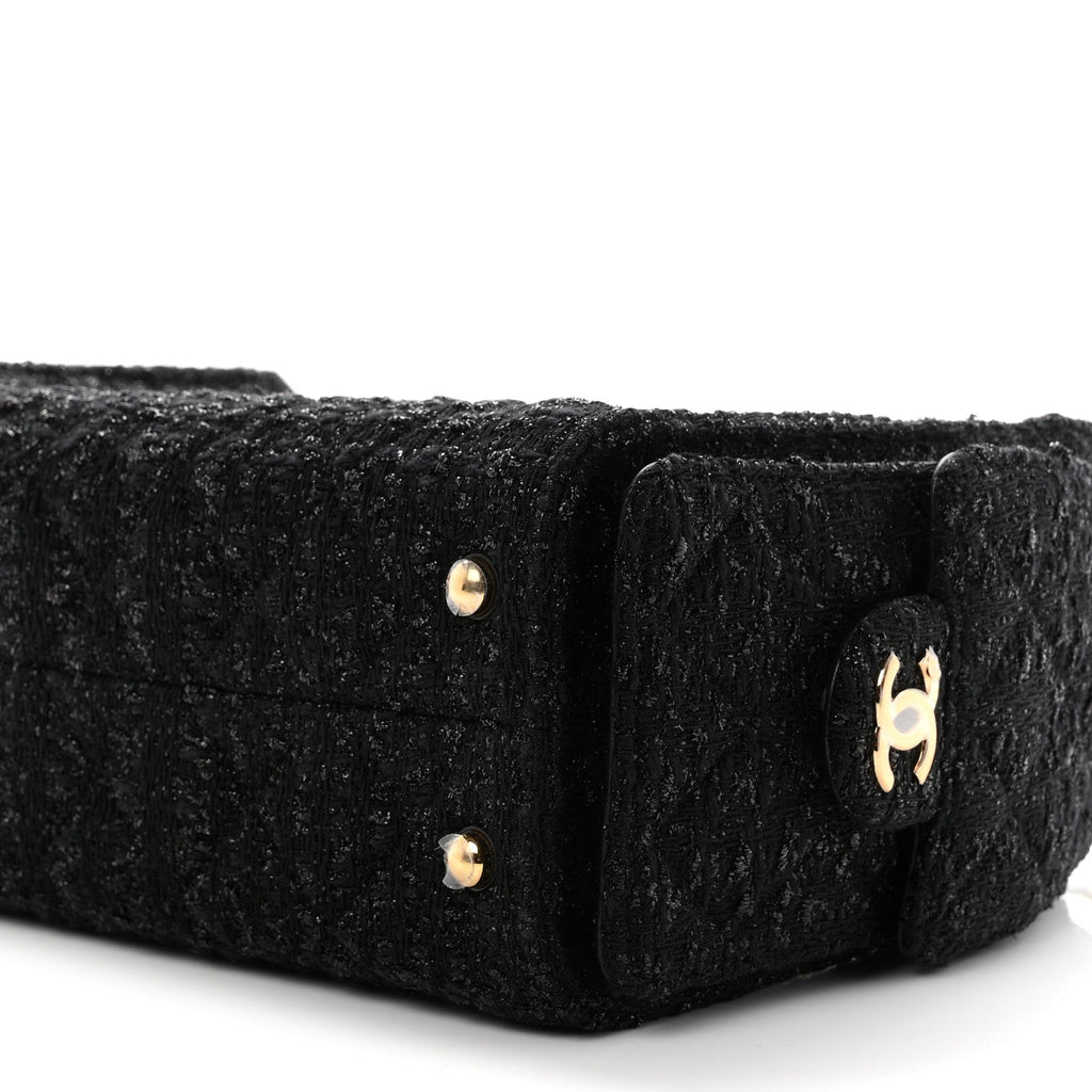 Tweed Quilted Mini Chanel 25 Handbag Black