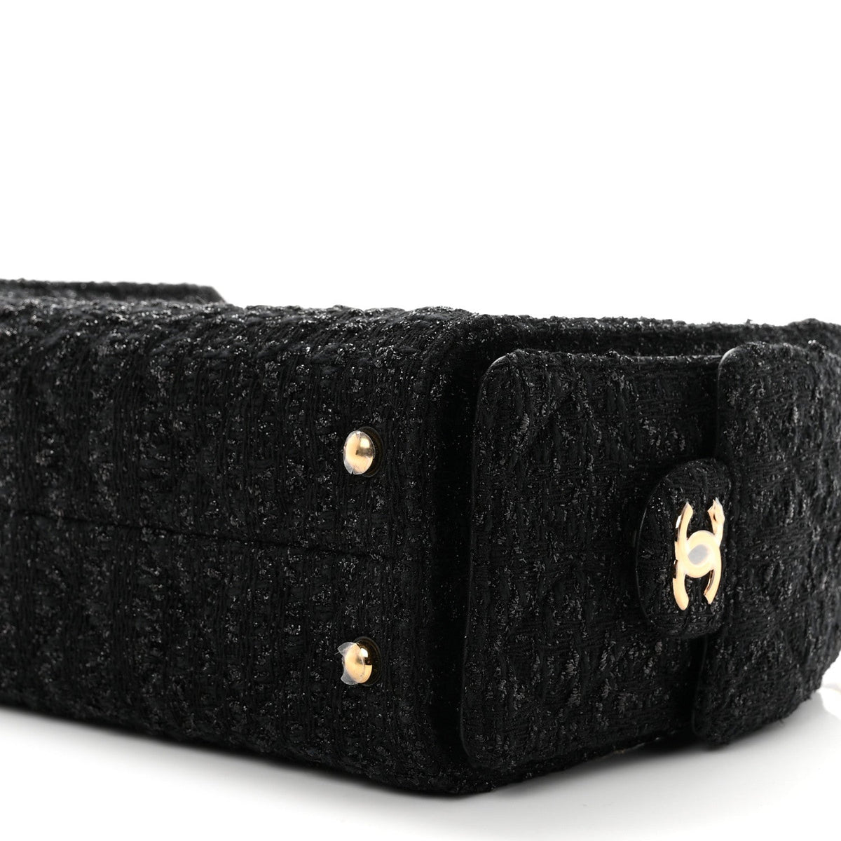 Tweed Quilted Mini Chanel 25 Handbag Black