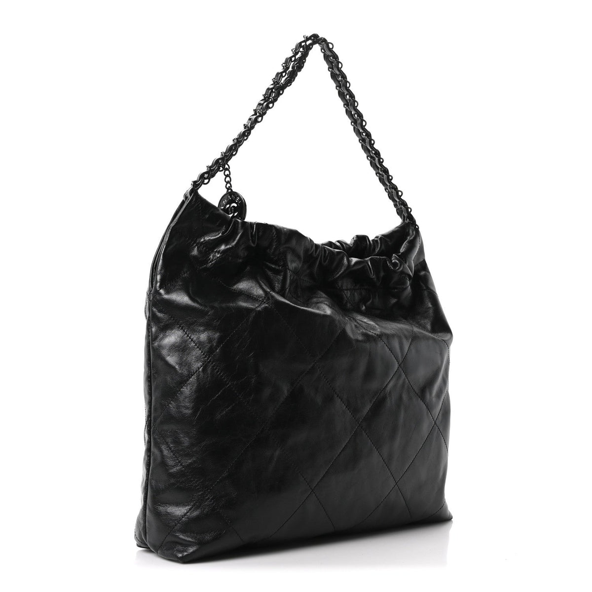 Shiny Calfskin Quilted Monochrome Small Chanel 22 Black