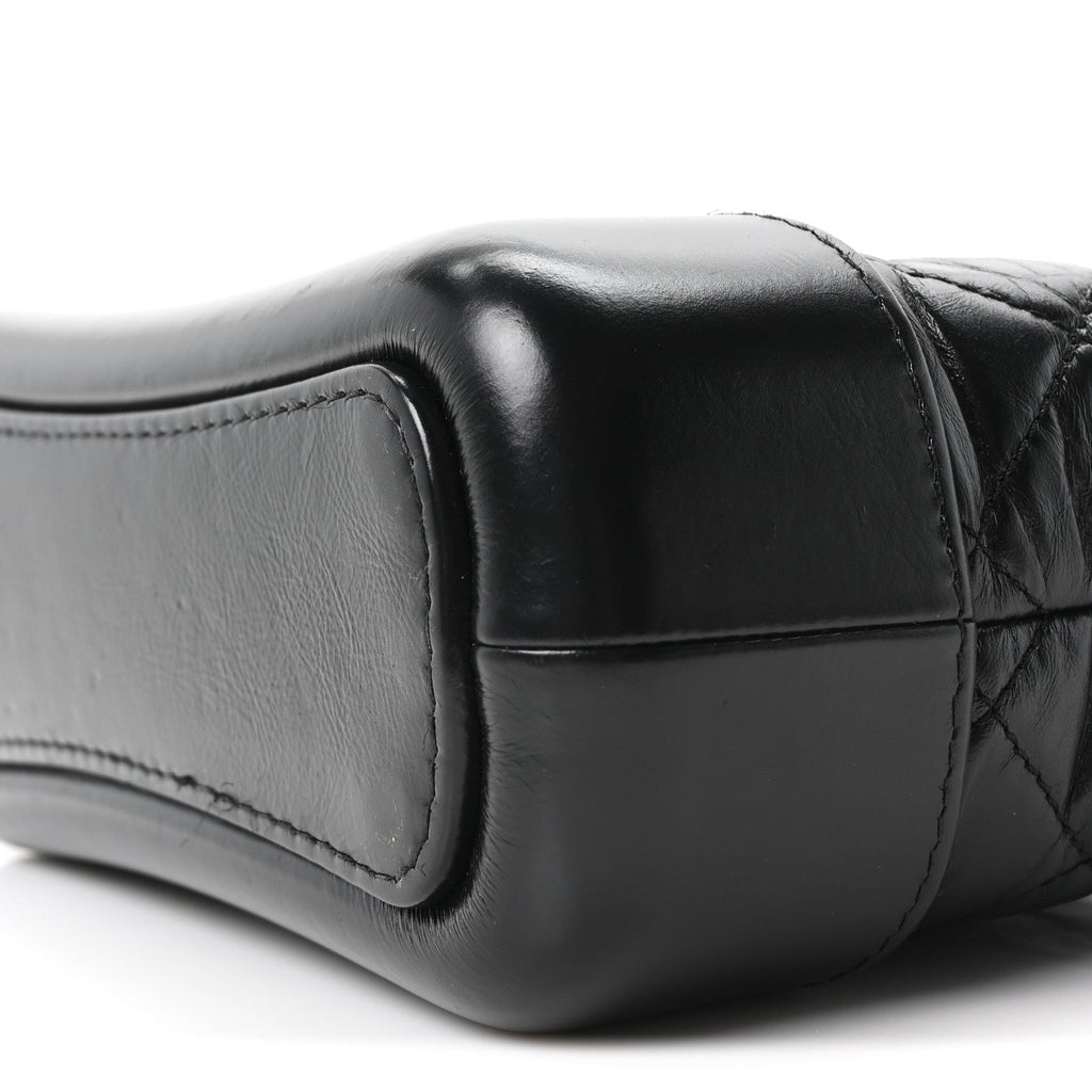 Aged Calfskin Quilted Small Gabrielle Hobo Black