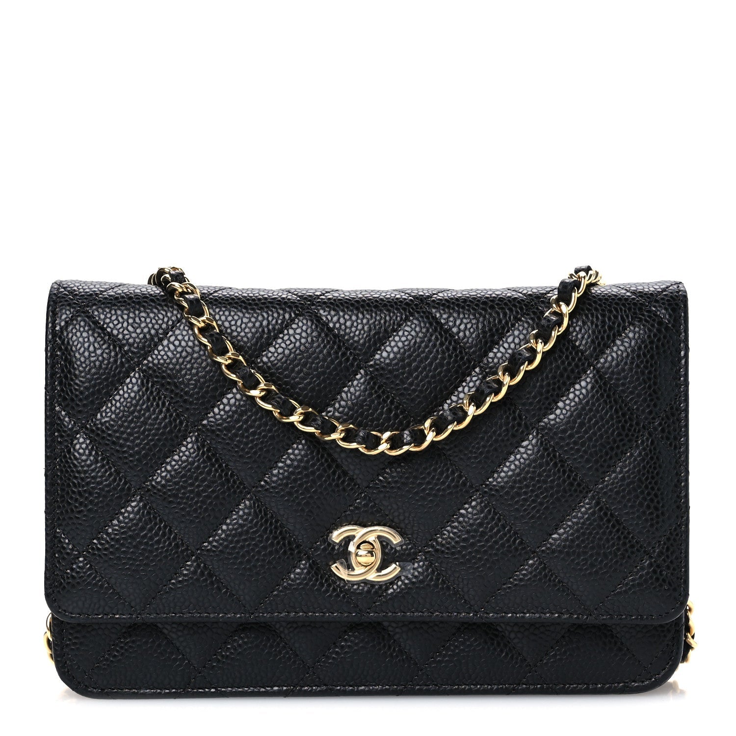 Caviar Quilted CC Turnlock Wallet On Chain WOC Black