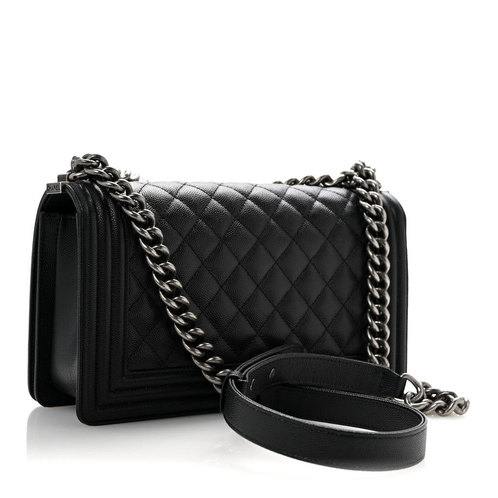 Caviar Quilted Medium Boy Flap Black