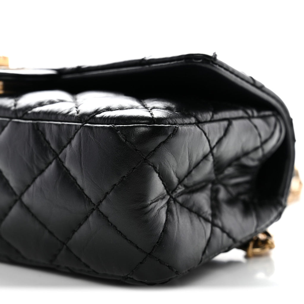 Aged Calfskin Quilted 2.55 Reissue Chain Waist Bag Black