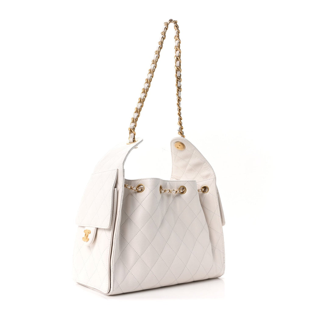 Caviar Quilted Small Chanel 25 Handbag White