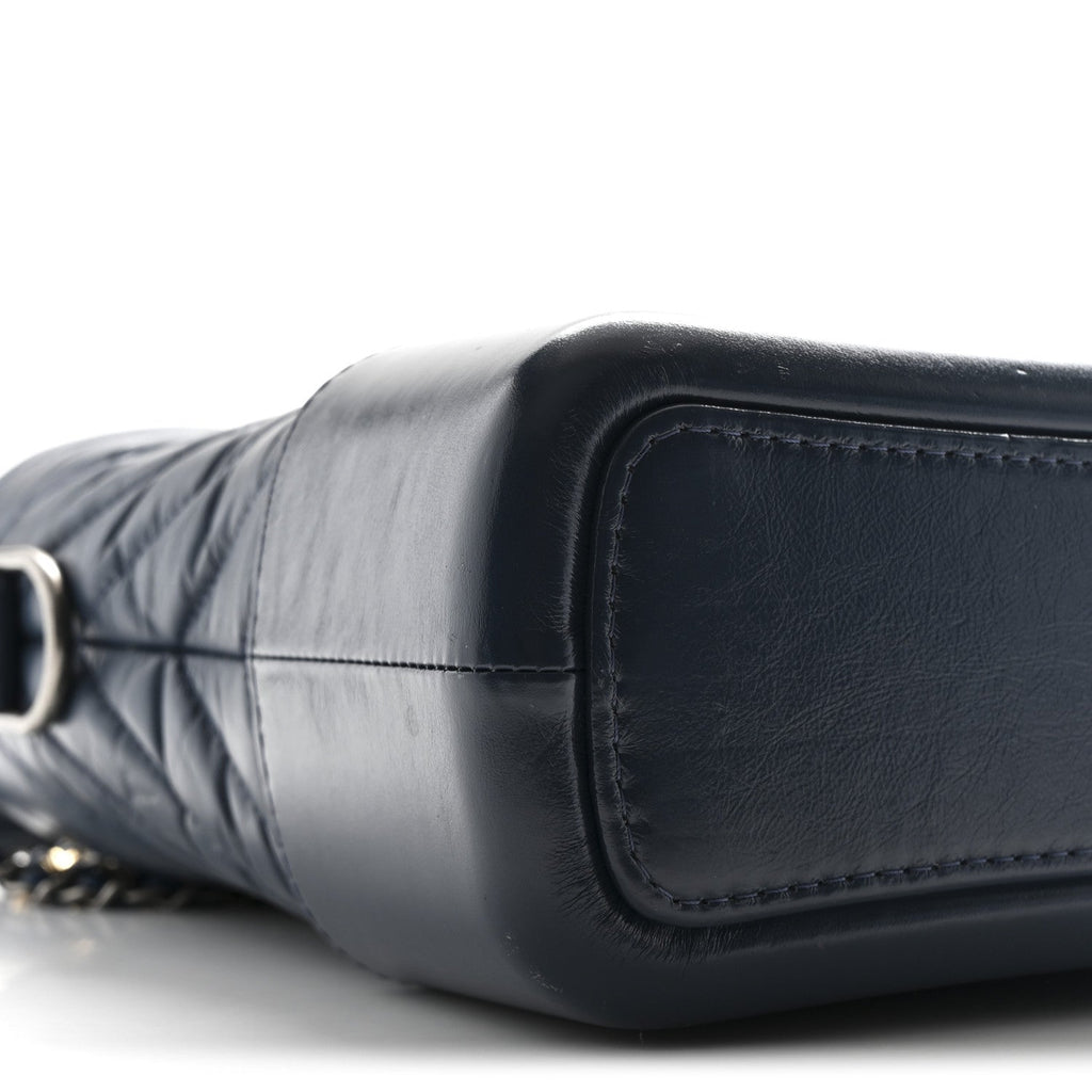 Aged Calfskin Chevron Quilted Medium Gabrielle Hobo Blue