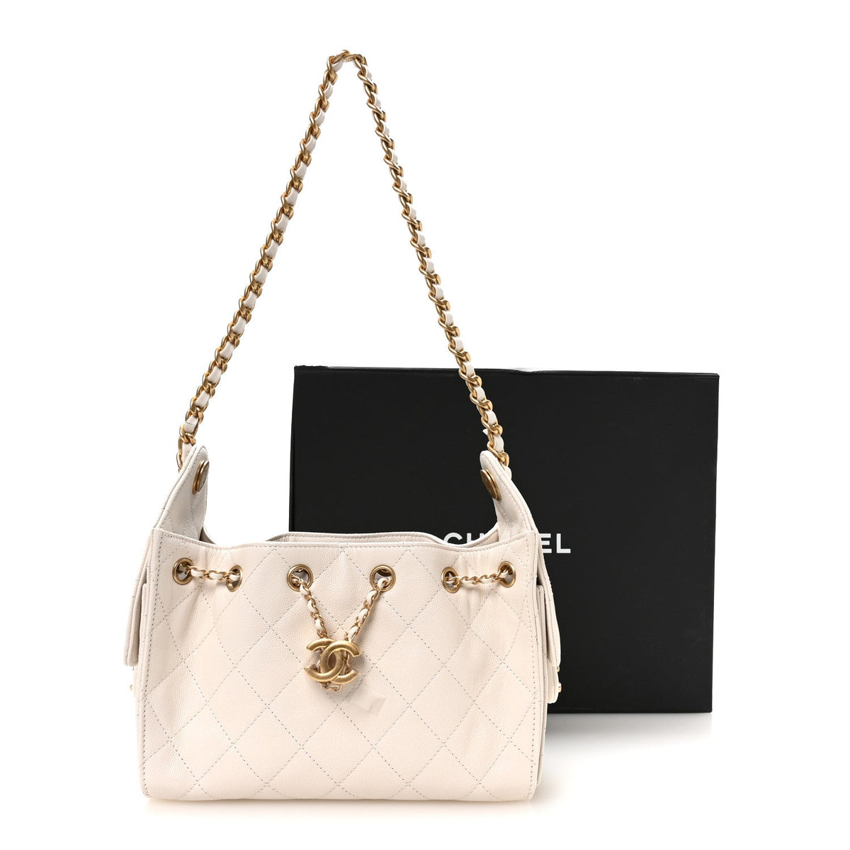 Caviar Quilted Mini Chanel 25 Handbag White