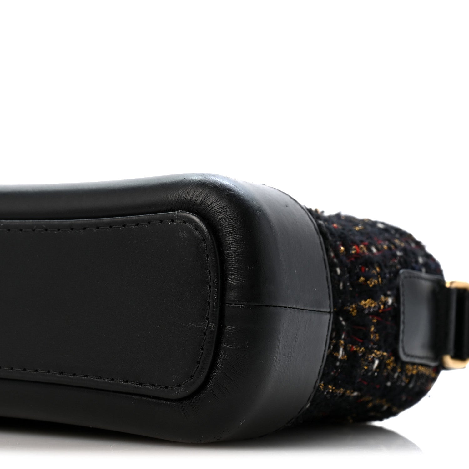 Tweed Calfskin Quilted Small Gabrielle Hobo Black Gold