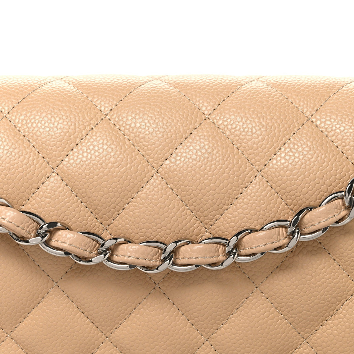 Caviar Quilted Jumbo Double Flap Beige