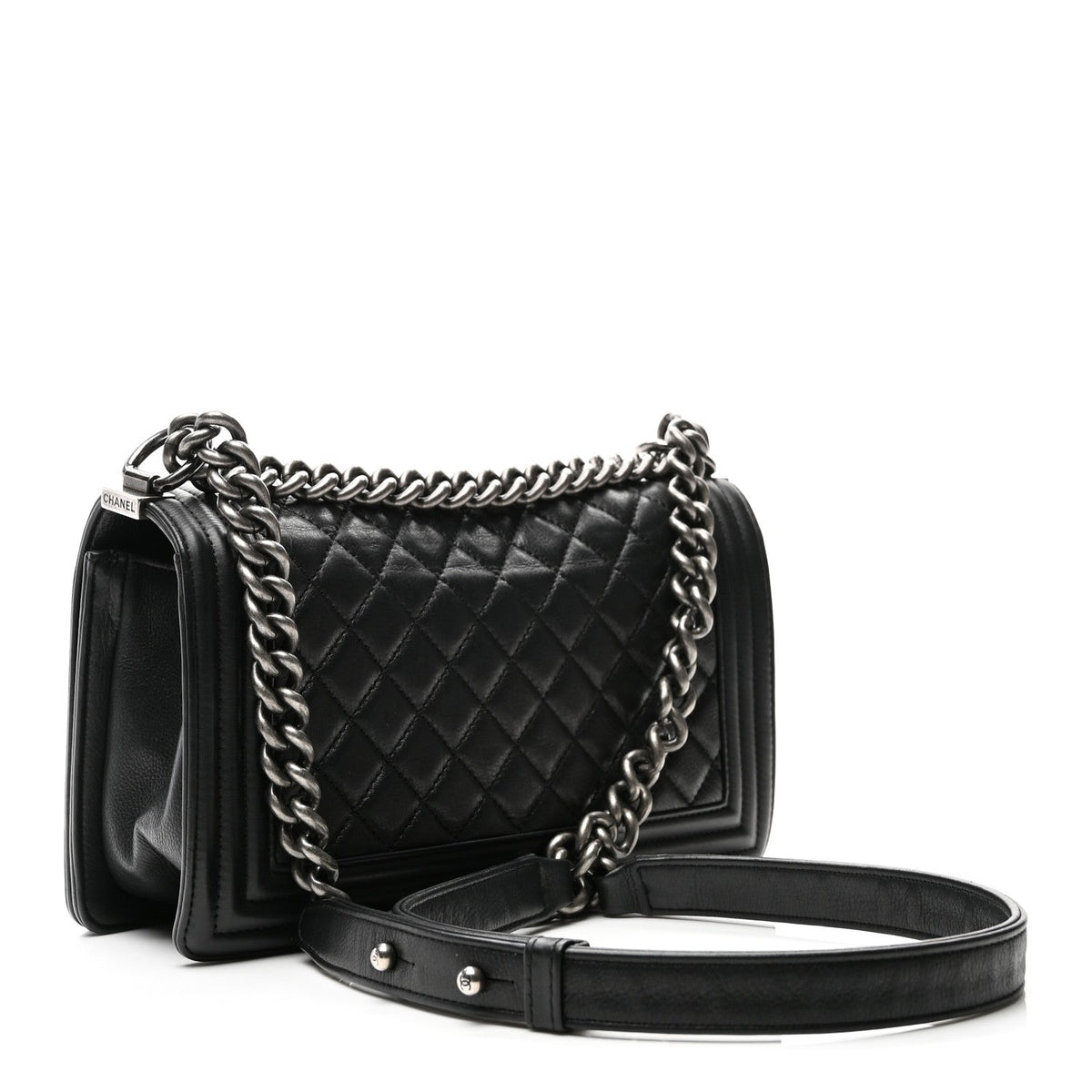 Calfskin Quilted Medium Boy Flap Black