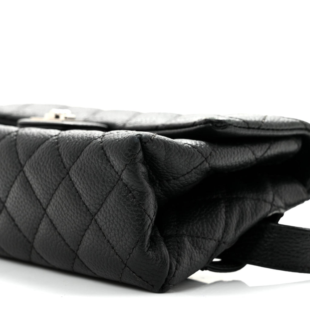 Grained Calfskin Quilted 2.55 Reissue Flap Belt Bag Clutch Black