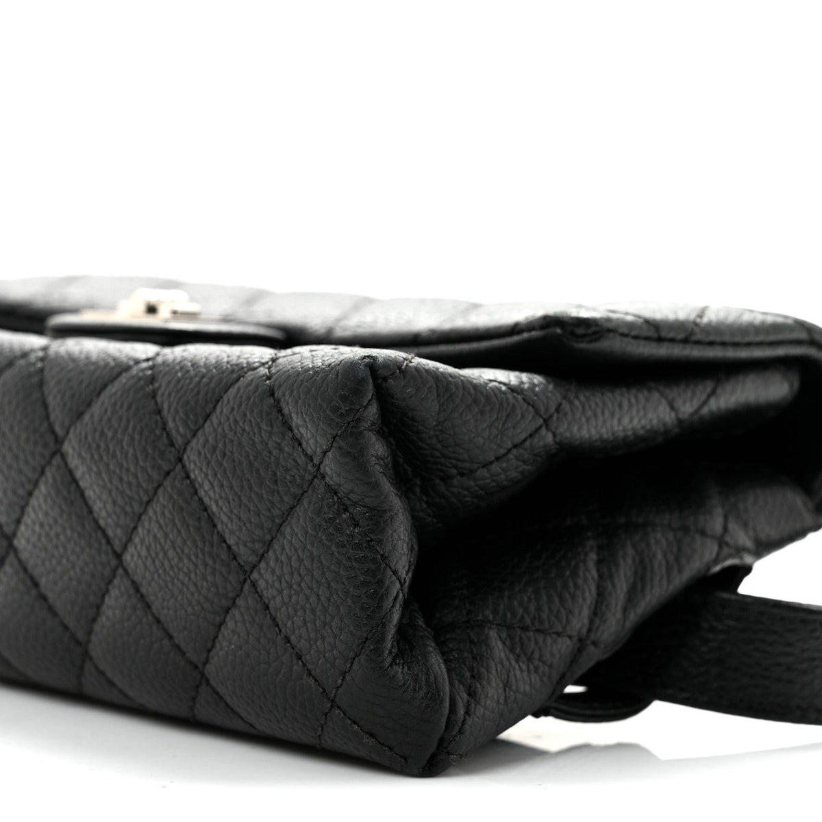 Grained Calfskin Quilted 2.55 Reissue Flap Belt Bag Clutch Black
